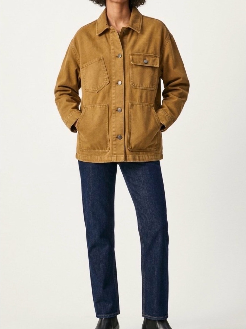 Zara Utility Chore Jacket Overshirt Mustard Brown Canvas Size XS NWOT 529
